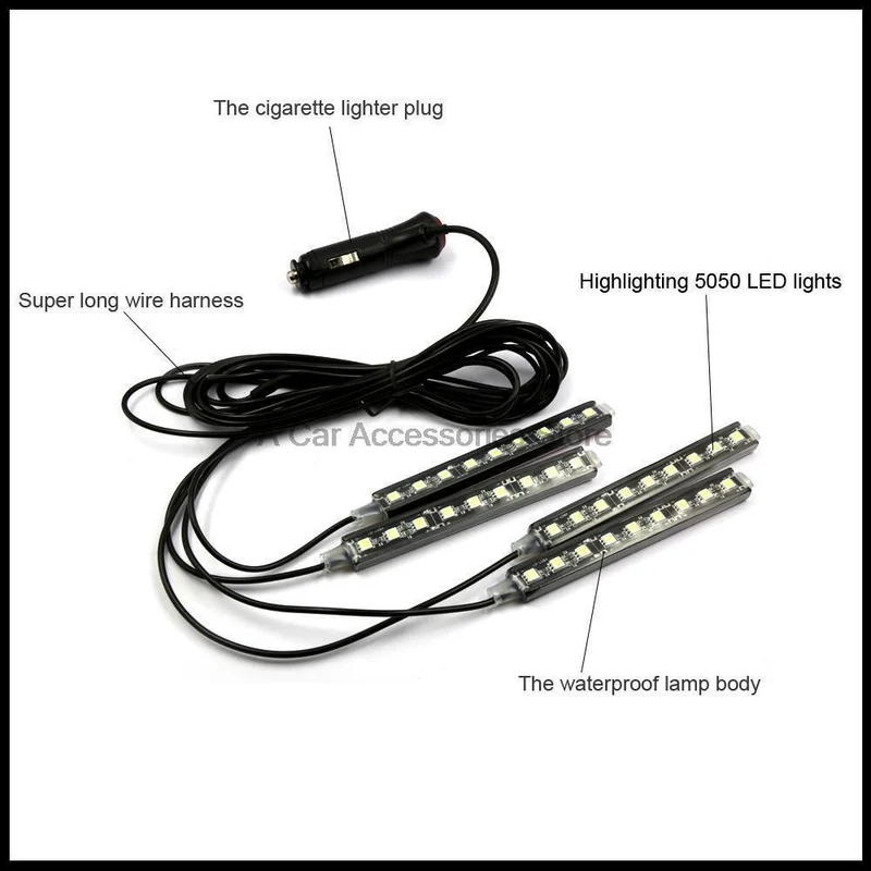 4x9 LED 8 FARBEN Led Auto Atmosphäre Lichter Dekoration Lampe 12v Auto Auto Led Innen Lichter Glow dekorative Lampe Birne