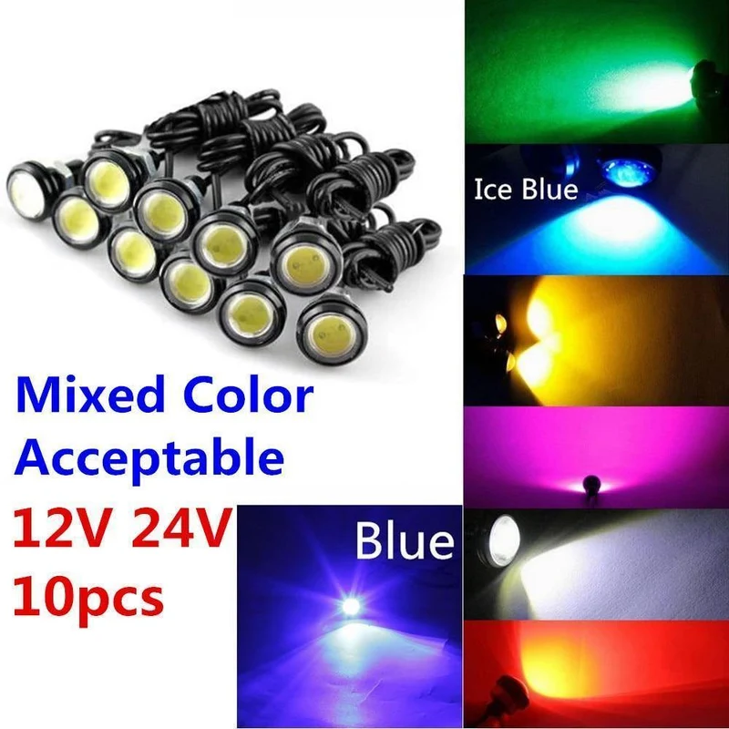 10 stücke 9W 12V 24V 18MM 23MM LED Eagle Eye Licht Auto Nebel DRL Tagfahrlicht rückwärts Parken Signal Gelb Bernstein Blau Weiß Rot