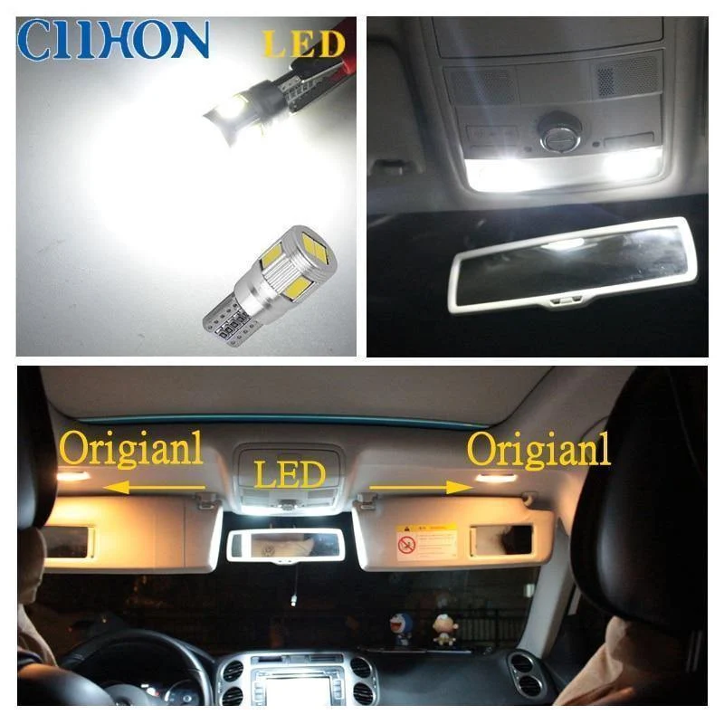 6 stücke T10 LED Birne W5W LED Lampe Auto Innen Beleuchtung Super Helle 3W 6 LED 5630 SMD 194 168 12V 6000K Weiß