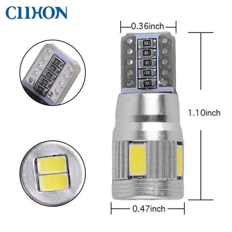 6 stücke T10 LED Birne W5W LED Lampe Auto Innen Beleuchtung Super Helle 3W 6 LED 5630 SMD 194 168 12V 6000K Weiß