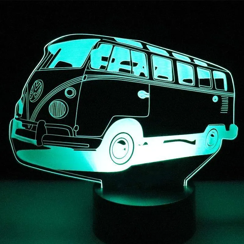 3D LED Nachtlicht Bunte Autobus Bus Auto mit 7 Farben Licht für Hauptdekoration Lampe Erstaunliche Visualisierung Optische Täuschung