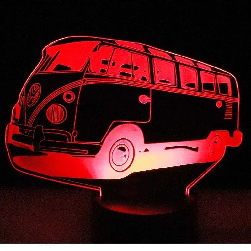 3D LED Nachtlicht Bunte Autobus Bus Auto mit 7 Farben Licht für Hauptdekoration Lampe Erstaunliche Visualisierung Optische Täuschung