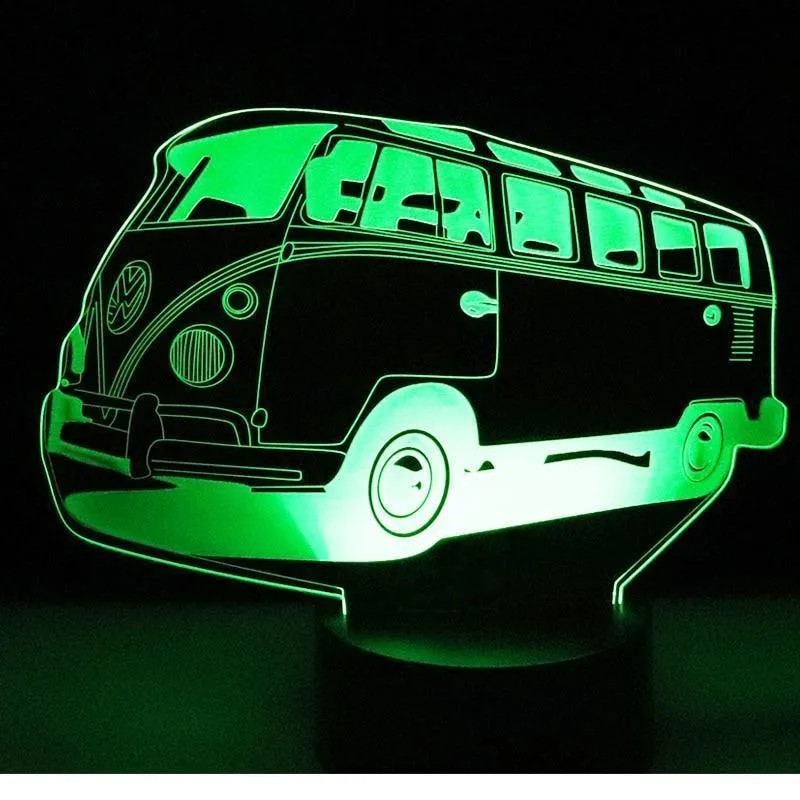 3D LED Nachtlicht Bunte Autobus Bus Auto mit 7 Farben Licht für Hauptdekoration Lampe Erstaunliche Visualisierung Optische Täuschung