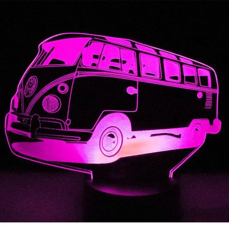 3D LED Nachtlicht Bunte Autobus Bus Auto mit 7 Farben Licht für Hauptdekoration Lampe Erstaunliche Visualisierung Optische Täuschung