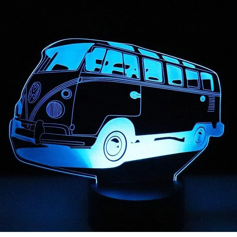 3D LED Nachtlicht Bunte Autobus Bus Auto mit 7 Farben Licht für Hauptdekoration Lampe Erstaunliche Visualisierung Optische Täuschung