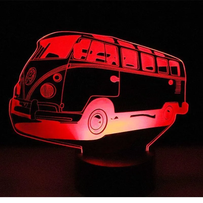 3D LED Nachtlicht Bunte Autobus Bus Auto mit 7 Farben Licht für Hauptdekoration Lampe Erstaunliche Visualisierung Optische Täuschung