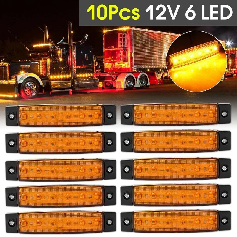 10 Stück 5 Farbe 12V / 24V 6 LED Auto LKW Anhänger LKW Seitenmarkierungsleuchte Anzeigeleuchte Seitenleuchte Gelb / Rot / Grün / Blau / Weiß