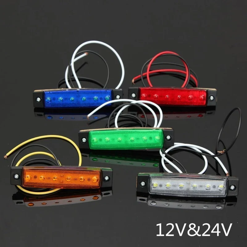 10 Stück 5 Farbe 12V / 24V 6 LED Auto LKW Anhänger LKW Seitenmarkierungsleuchte Anzeigeleuchte Seitenleuchte Gelb / Rot / Grün / Blau / Weiß