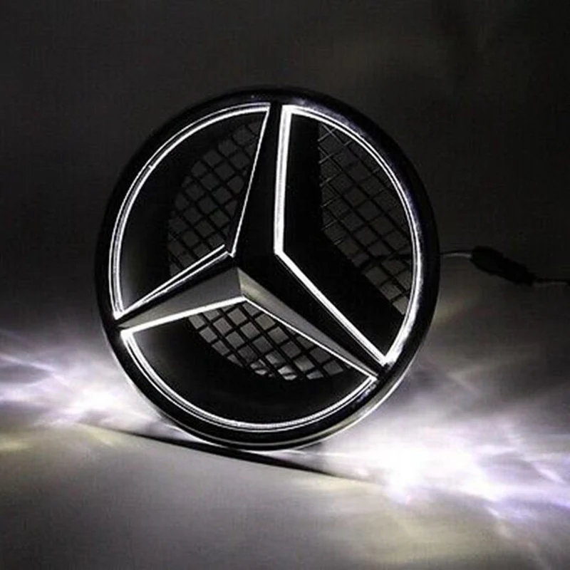 Auto-LED-Licht, Kühlergrill, Stern-Logo, Emblem, für Mercedes Benz, Kühlerfigur, Emblem, Größe 19 cm, zum Einstecken
