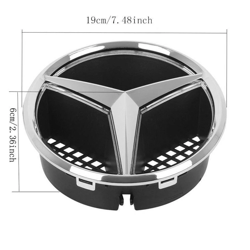 Auto-LED-Licht, Kühlergrill, Stern-Logo, Emblem, für Mercedes Benz, Kühlerfigur, Emblem, Größe 19 cm, zum Einstecken