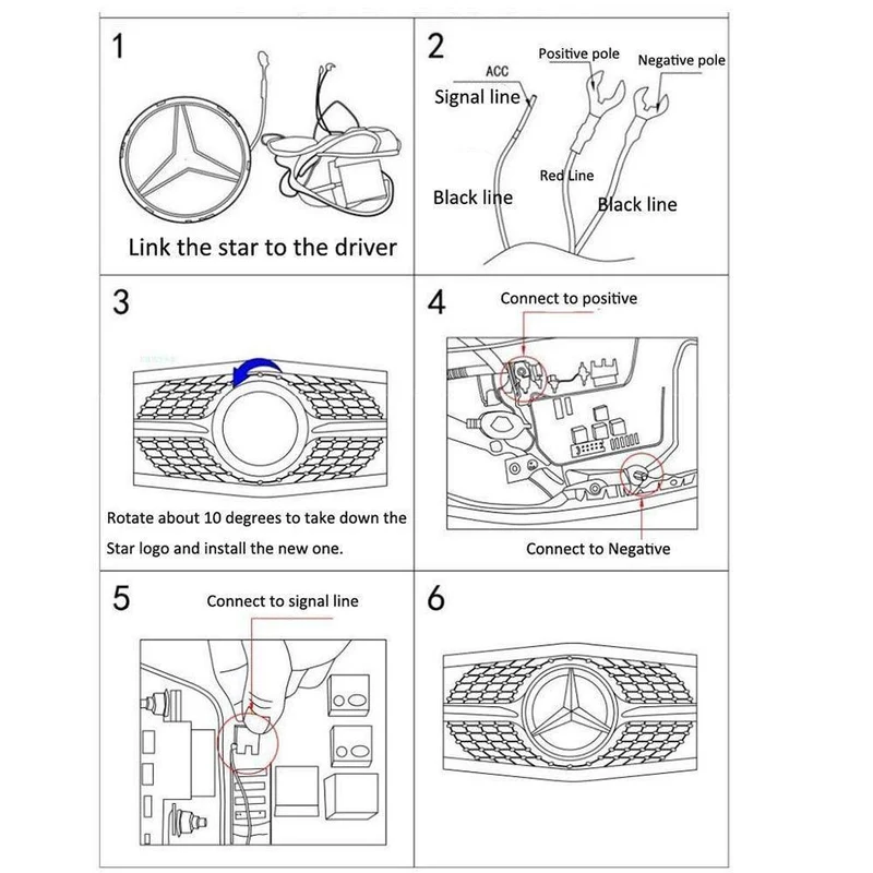 Auto-LED-Licht, Kühlergrill, Stern-Logo, Emblem, für Mercedes Benz, Kühlerfigur, Emblem, Größe 19 cm, zum Einstecken