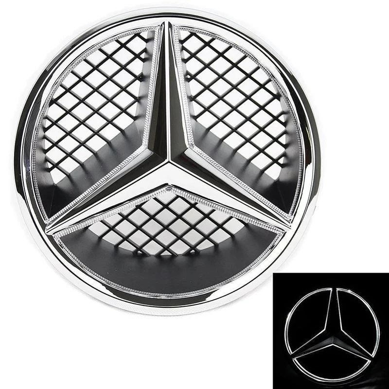 Auto-LED-Licht, Kühlergrill, Stern-Logo, Emblem, für Mercedes Benz, Kühlerfigur, Emblem, Größe 19 cm, zum Einstecken