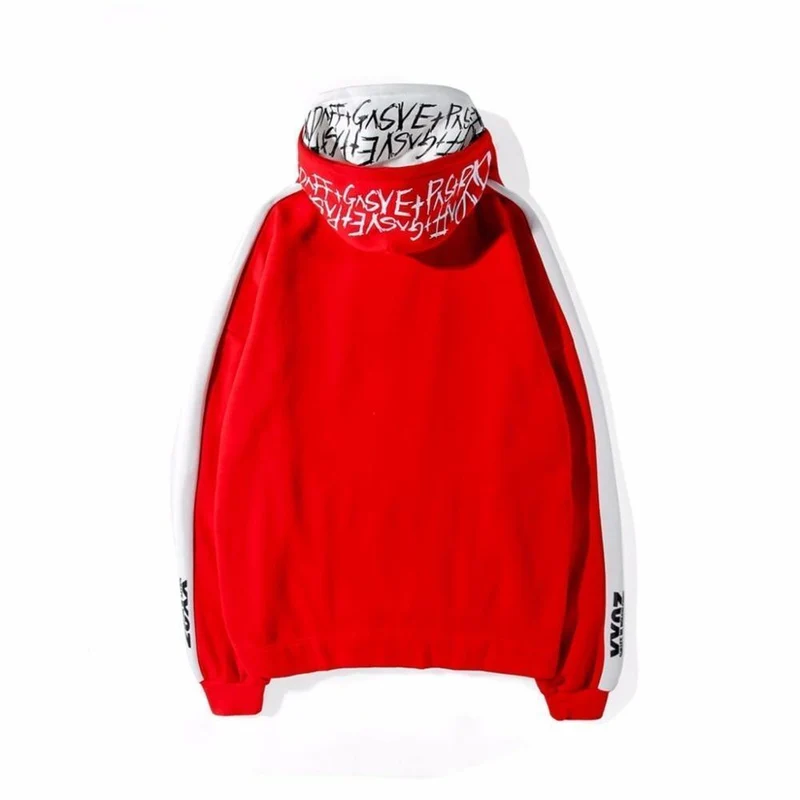 BF Oversize Hoodie Streetwear Hip Hop Rot Schwarz Double Herren Hoodies