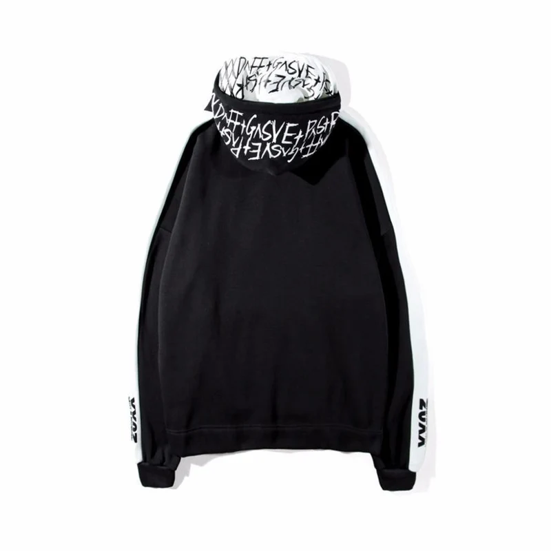 BF Oversize Hoodie Streetwear Hip Hop Rot Schwarz Double Herren Hoodies