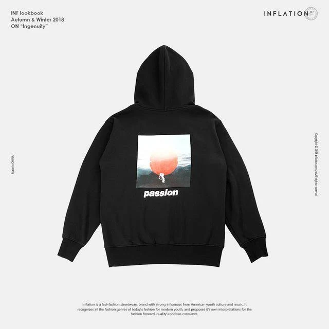 Passio Brief gedruckt Kordelzug Hoodies Streetwear Hip Hop Hoody Herren Hoodies und Sweatshirts High Street