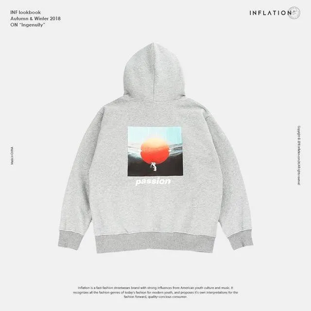 Passio Brief gedruckt Kordelzug Hoodies Streetwear Hip Hop Hoody Herren Hoodies und Sweatshirts High Street