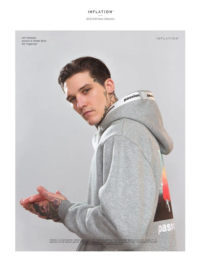 Passio Brief gedruckt Kordelzug Hoodies Streetwear Hip Hop Hoody Herren Hoodies und Sweatshirts High Street