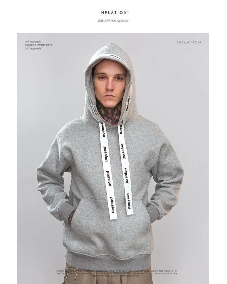 Passio Brief gedruckt Kordelzug Hoodies Streetwear Hip Hop Hoody Herren Hoodies und Sweatshirts High Street