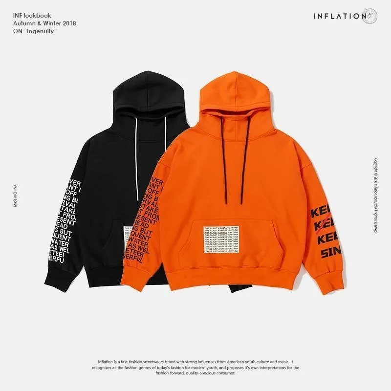 Übergroße Brief Ärmel Kordelzug Hoodies 2018 Herbst Und Winter Marke Sweatshirts Männer Lose Streetwear
