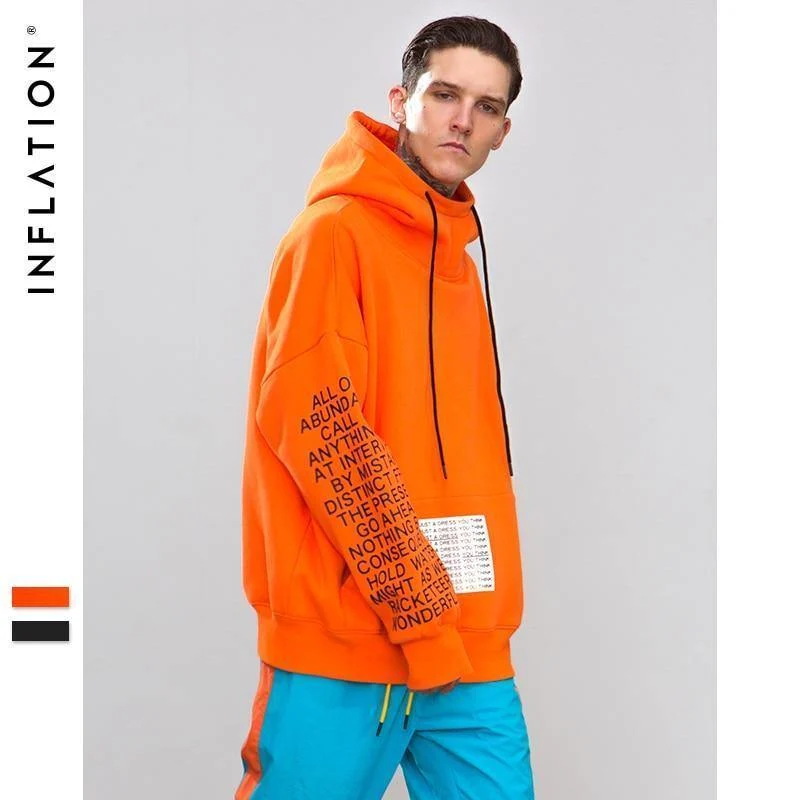 Übergroße Brief Ärmel Kordelzug Hoodies 2018 Herbst Und Winter Marke Sweatshirts Männer Lose Streetwear
