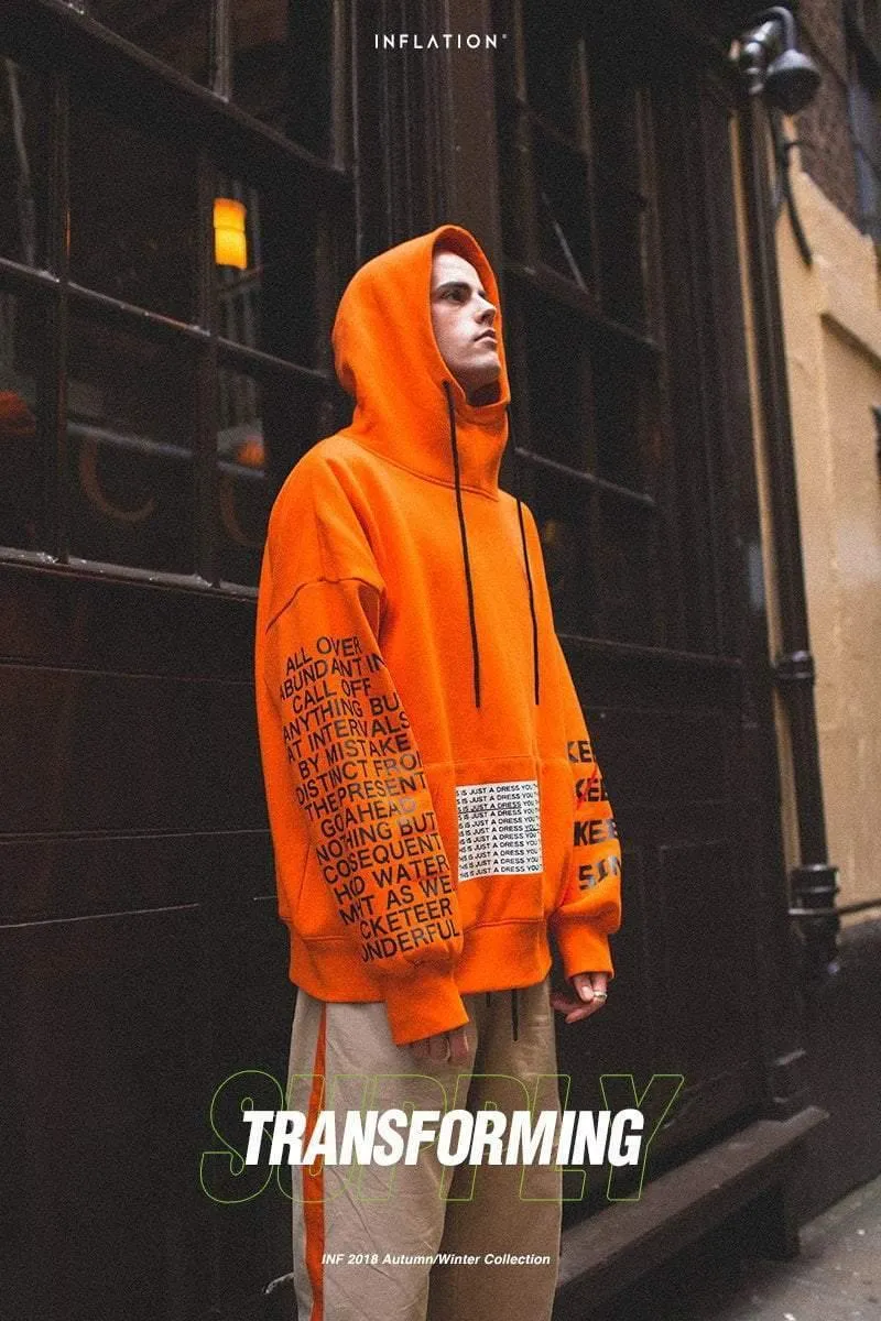 Übergroße Brief Ärmel Kordelzug Hoodies 2018 Herbst Und Winter Marke Sweatshirts Männer Lose Streetwear