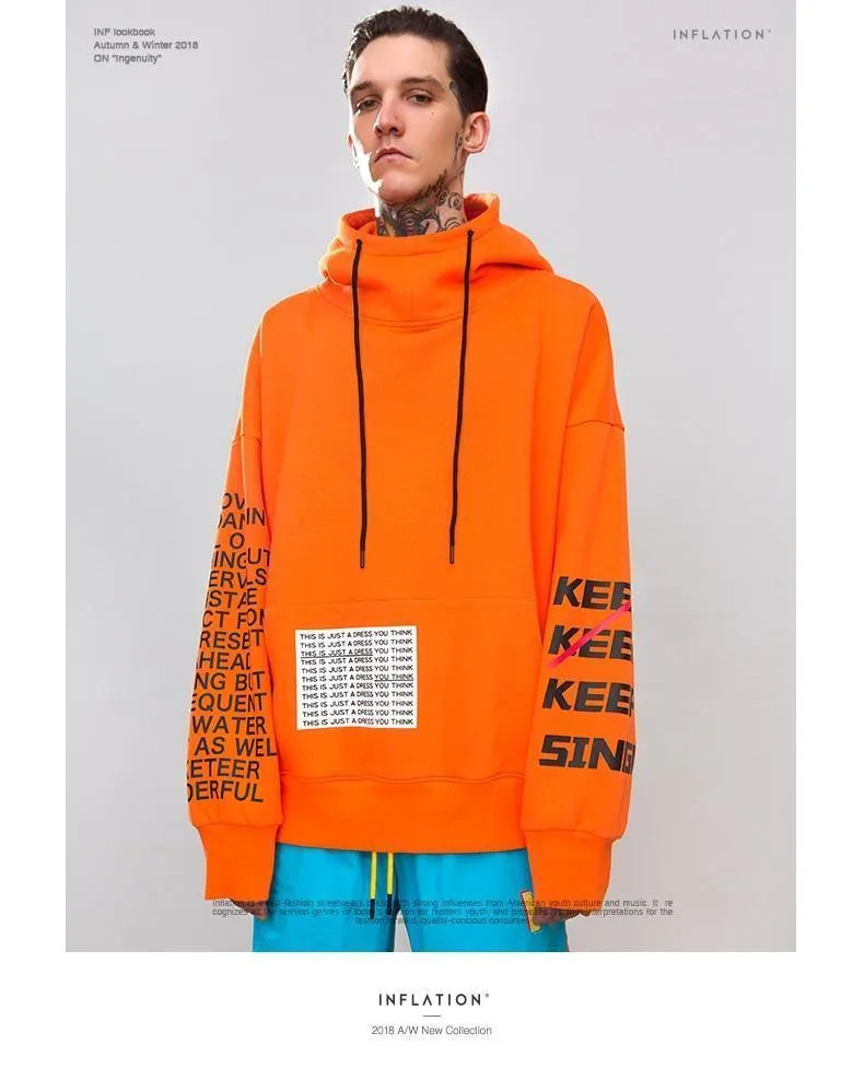 Übergroße Brief Ärmel Kordelzug Hoodies 2018 Herbst Und Winter Marke Sweatshirts Männer Lose Streetwear