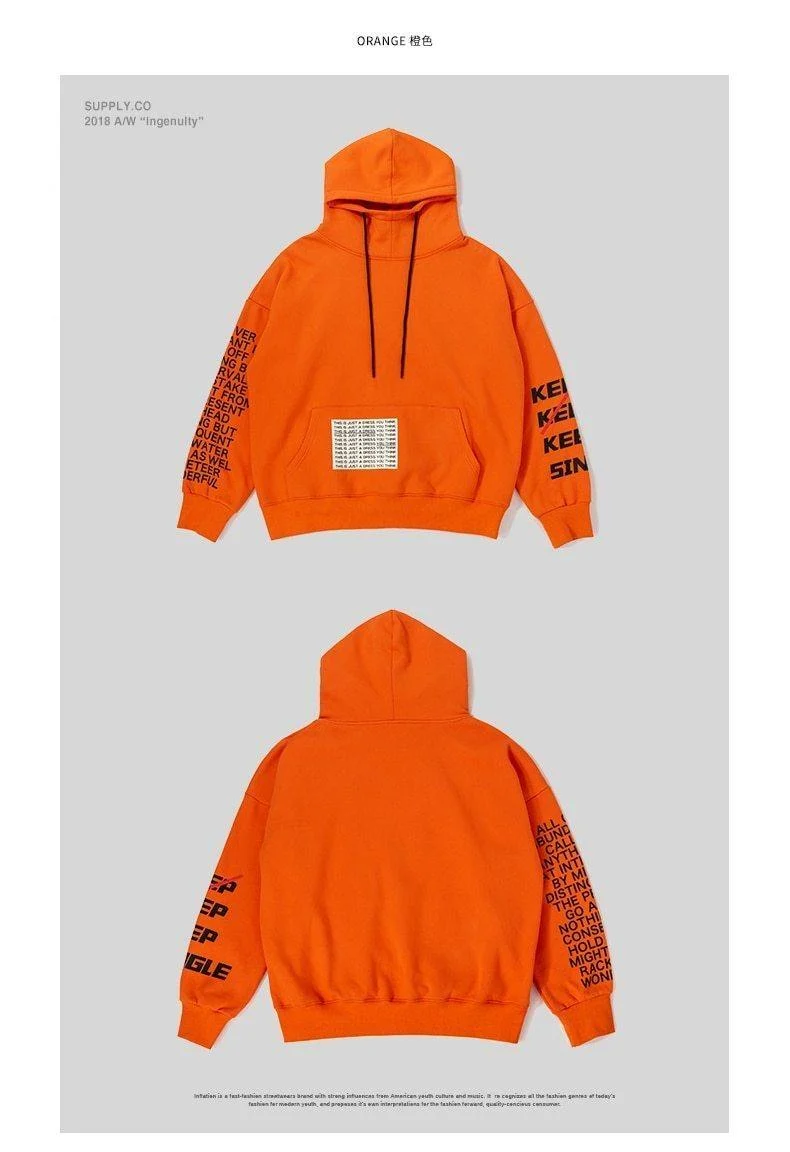 Übergroße Brief Ärmel Kordelzug Hoodies 2018 Herbst Und Winter Marke Sweatshirts Männer Lose Streetwear