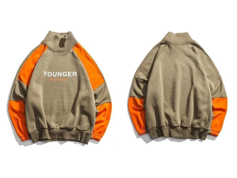Mode Brief gedruckt Patchwork Pullover Fleece Sweatshirts Männer adrette Streetwear Hip Hop Hoodies