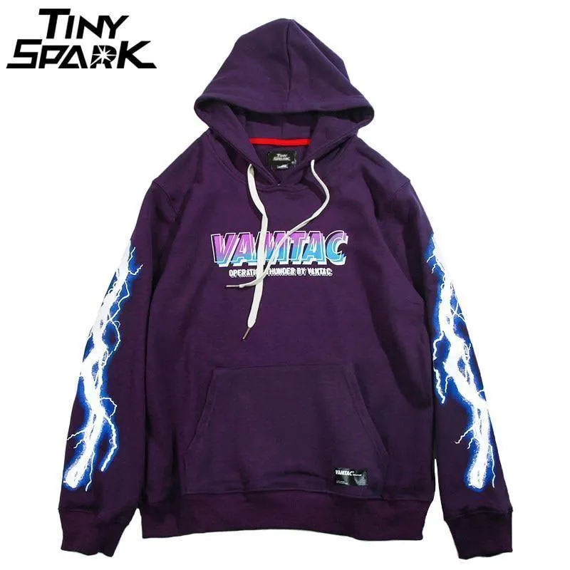 Hip Hop Männer Hoodie Sweatshirt Cool Lightning 3D Druck Harajuku Hoodie Streetwear Casual Schwarz