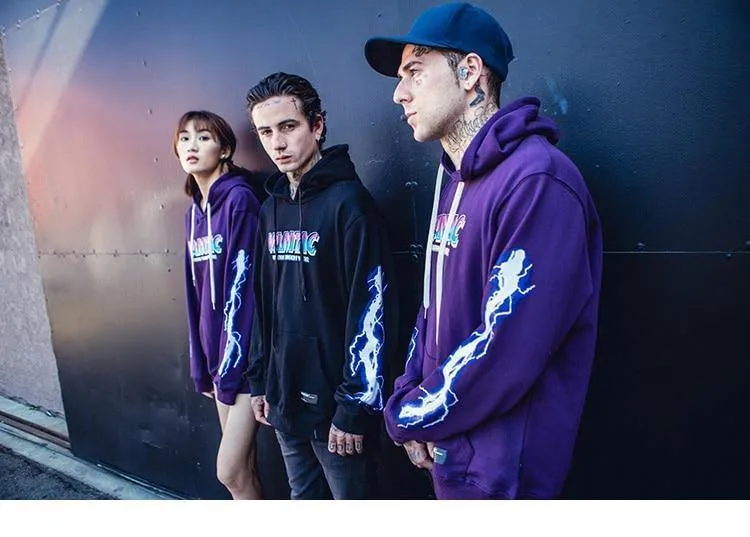 Hip Hop Männer Hoodie Sweatshirt Cool Lightning 3D Druck Harajuku Hoodie Streetwear Casual Schwarz