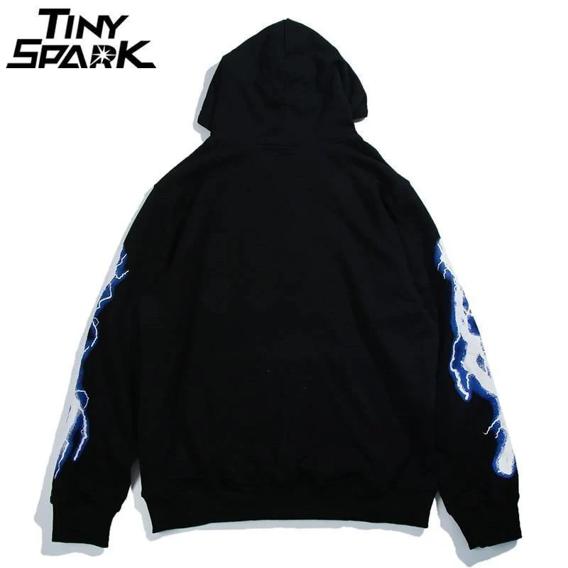 Hip Hop Männer Hoodie Sweatshirt Cool Lightning 3D Druck Harajuku Hoodie Streetwear Casual Schwarz