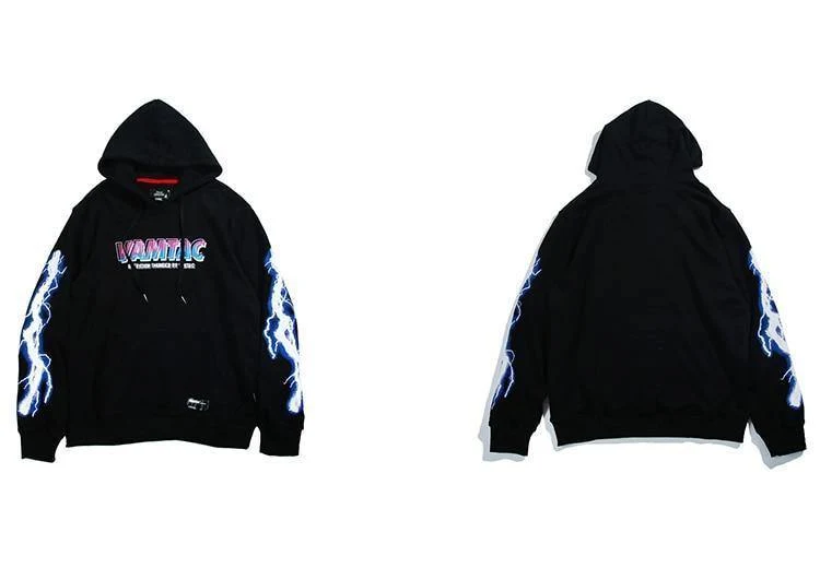 Hip Hop Männer Hoodie Sweatshirt Cool Lightning 3D Druck Harajuku Hoodie Streetwear Casual Schwarz