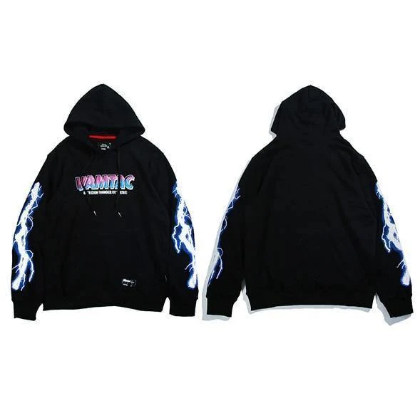 Hip Hop Männer Hoodie Sweatshirt Cool Lightning 3D Druck Harajuku Hoodie Streetwear Casual Schwarz