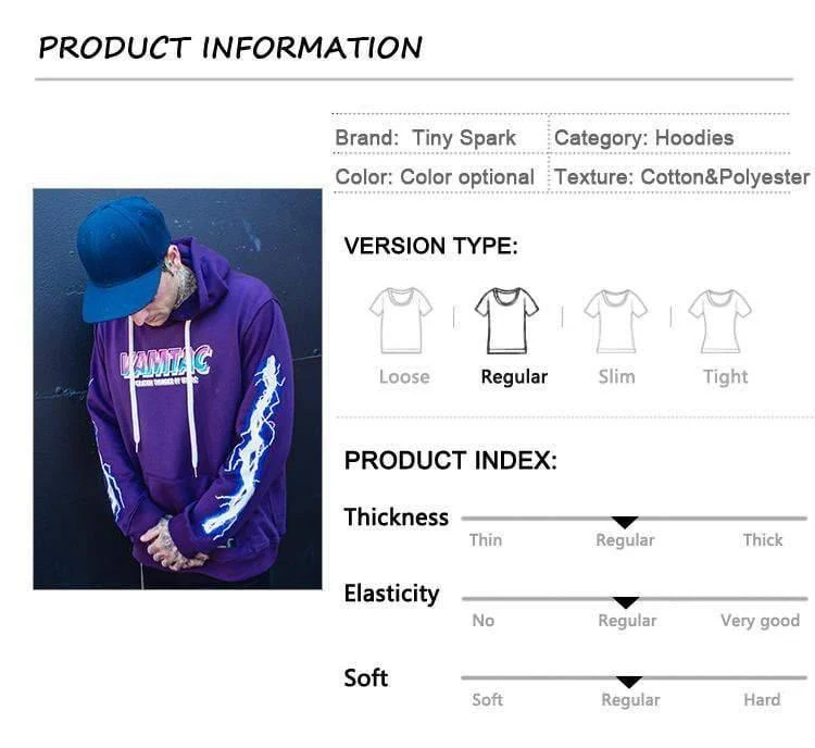Hip Hop Männer Hoodie Sweatshirt Cool Lightning 3D Druck Harajuku Hoodie Streetwear Casual Schwarz