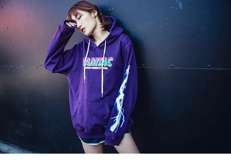 Hip Hop Männer Hoodie Sweatshirt Cool Lightning 3D Druck Harajuku Hoodie Streetwear Casual Schwarz
