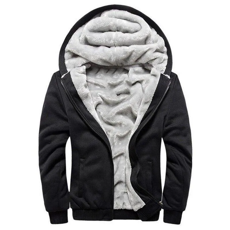 Männer Hoodies Lässige Wolle Winter Verdickt Warmer Mantel Männlicher Samt Männliche Sweatshirts Mantel Reißverschluss Strickjacke