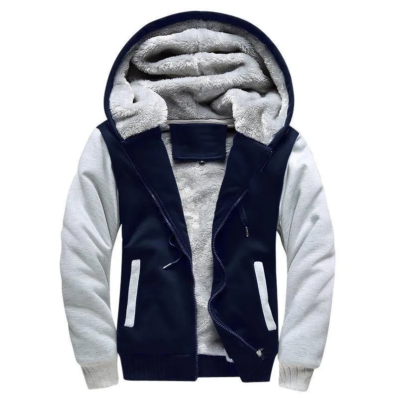 Männer Hoodies Lässige Wolle Winter Verdickt Warmer Mantel Männlicher Samt Männliche Sweatshirts Mantel Reißverschluss Strickjacke
