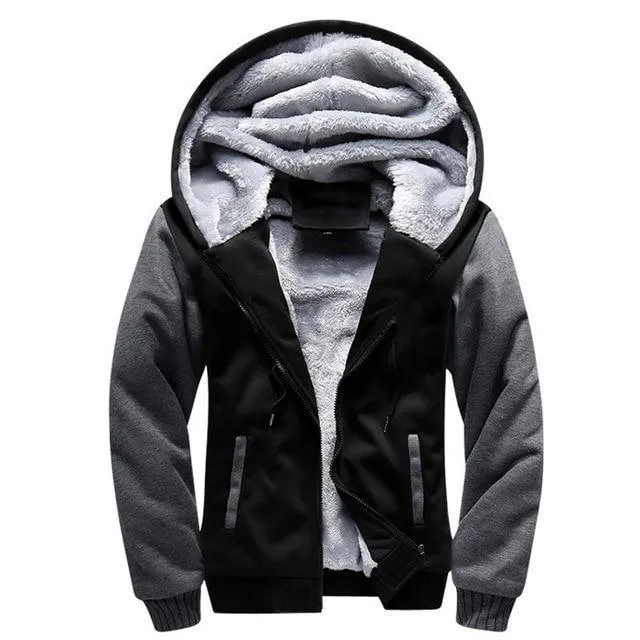 Männer Hoodies Lässige Wolle Winter Verdickt Warmer Mantel Männlicher Samt Männliche Sweatshirts Mantel Reißverschluss Strickjacke
