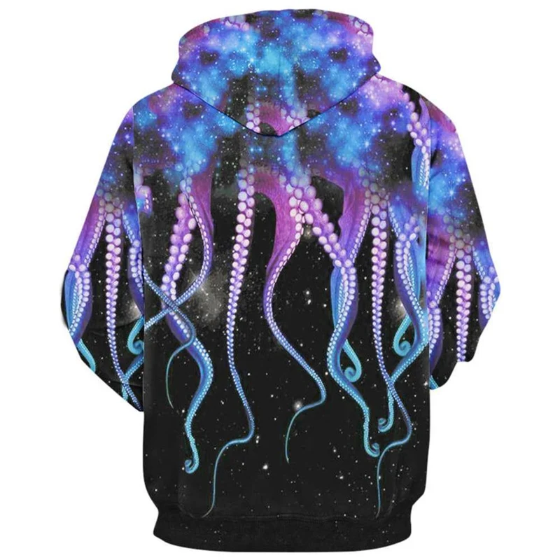 Mode 3d Sweatshirts mit Hut Kängurutasche Octopus Claw Galaxy Print Kordelzug Hoodie