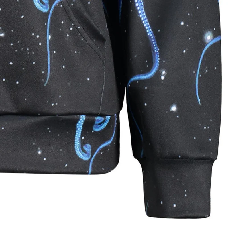 Mode 3d Sweatshirts mit Hut Kängurutasche Octopus Claw Galaxy Print Kordelzug Hoodie
