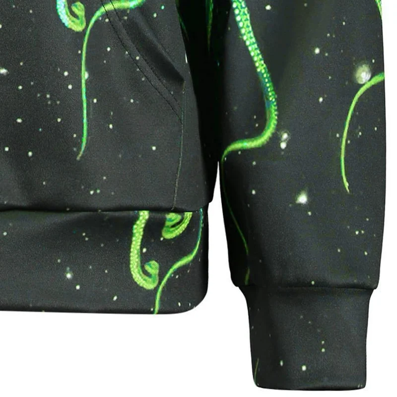 Mode 3d Sweatshirts mit Hut Kängurutasche Octopus Claw Galaxy Print Kordelzug Hoodie