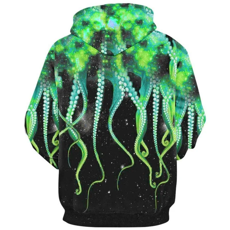 Mode 3d Sweatshirts mit Hut Kängurutasche Octopus Claw Galaxy Print Kordelzug Hoodie