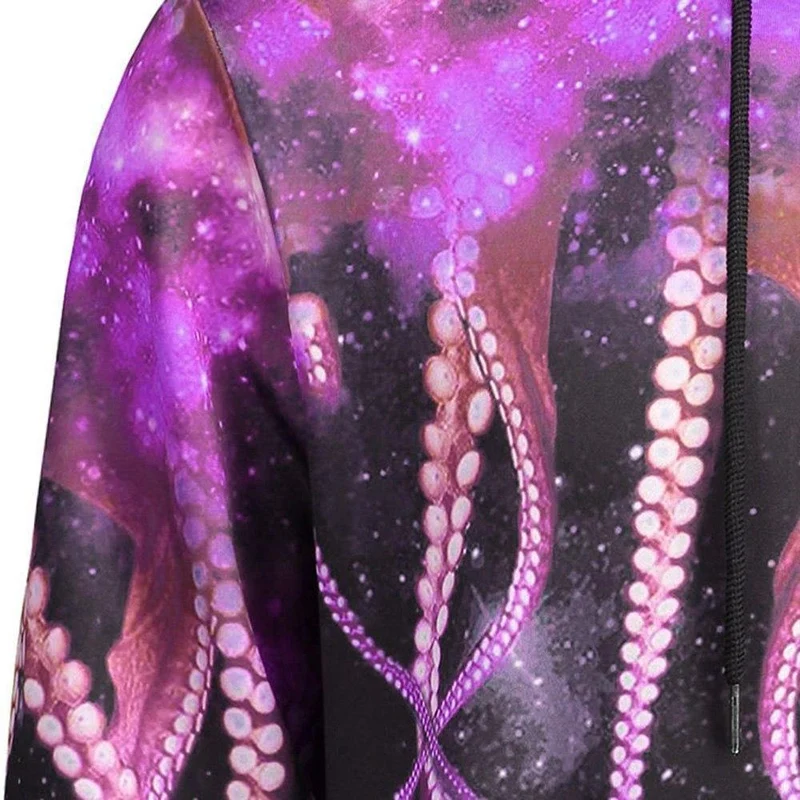Mode 3d Sweatshirts mit Hut Kängurutasche Octopus Claw Galaxy Print Kordelzug Hoodie