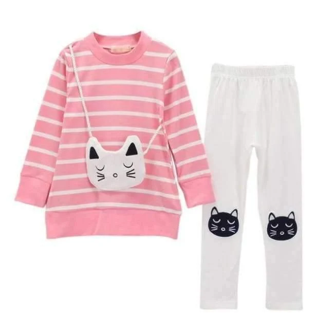 Herbst Winter Mädchen Kleidung Set Teenager Mädchen Kleidung Sets Streifen T-Shirt + Hose 2pcs Kinder Mädchen Sport Anzug Kinderkleidung