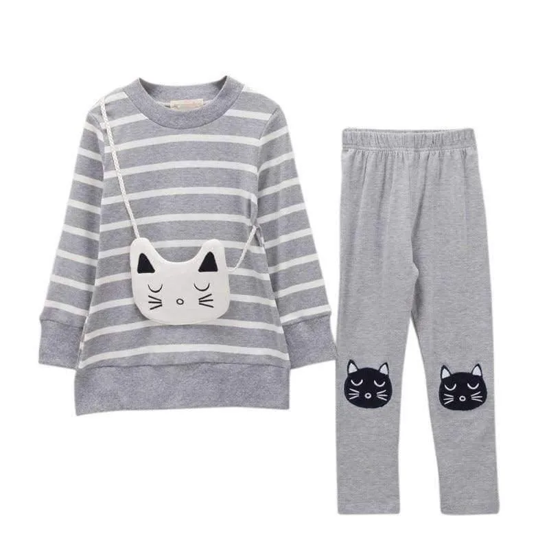 Herbst Winter Mädchen Kleidung Set Teenager Mädchen Kleidung Sets Streifen T-Shirt + Hose 2pcs Kinder Mädchen Sport Anzug Kinderkleidung
