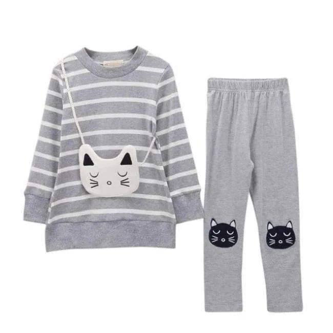 Herbst Winter Mädchen Kleidung Set Teenager Mädchen Kleidung Sets Streifen T-Shirt + Hose 2pcs Kinder Mädchen Sport Anzug Kinderkleidung