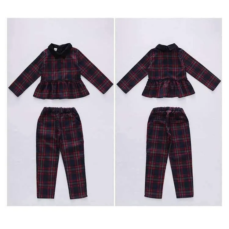 Kinder Mädchen Kleidung Sets Herbst Teenager Mädchen Sport Anzug Plaid Anzug Schule Kinder Trainingsanzug für Mädchen Kleidung zwei Stücke 4 ~ 13T