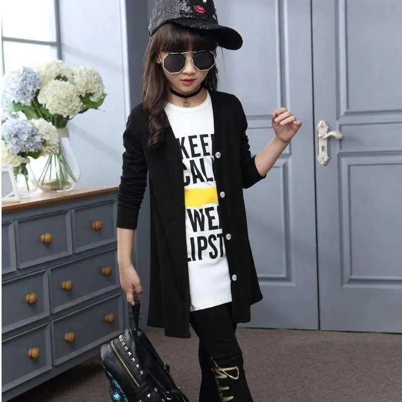 3pcs Kinder Mädchen Kleidung Sets Herbst Teenager Mädchen Sport Anzug Schule Kinder Kleidung Trainingsanzug Langen Mantel Leggings Mädchen Kleidung