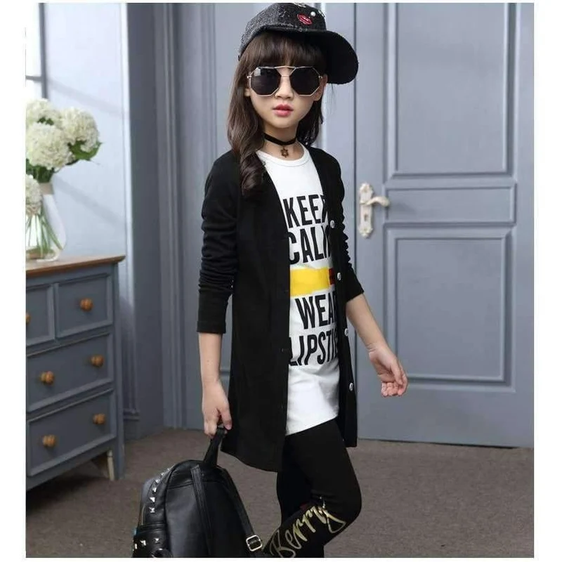3pcs Kinder Mädchen Kleidung Sets Herbst Teenager Mädchen Sport Anzug Schule Kinder Kleidung Trainingsanzug Langen Mantel Leggings Mädchen Kleidung
