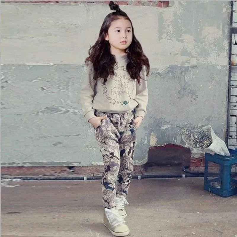Teenager-Mädchen Kleidung Sets Herbst Brief drucken T-Shirts + Pluderhosen Kostüm Kinder Kleidung Tierarzt Enfant Fille 12 13 14